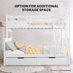 Kingston Slumber Triple Wooden Single Over Double Bunk Bed Frame for Kids Convertible Design White - Furniture >