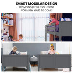 Kingston Slumber Triple Wooden Single Over Double Bunk Bed Frame for Kids Convertible Design Grey - Furniture > Bedroom