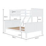 Kingston Slumber Triple Wooden Single Over Double Bunk Bed Frame for Kids Convertible Design White - Furniture >