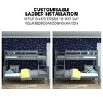 Kingston Slumber Triple Wooden Single Over Double Bunk Bed Frame for Kids Convertible Design Grey - Furniture > Bedroom