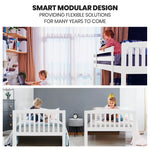 Kingston Slumber Wooden Kids Bunk Bed Frame with Modular Design that can convert to 2 Single White - Furniture >