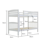Kingston Slumber Wooden Kids Bunk Bed Frame with Modular Design that can convert to 2 Single White - Furniture >
