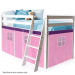 Kingston Slumber Wooden Kids Single Loft Bed Frame - Hiding Space Underneath with Interchangeable Pink and Blue