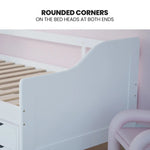 Kingston Slumber Wooden Single Sofa Bed Frame with Storage Drawers - White - Furniture > Bedroom > Beds & Bed Frames