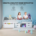 Kingston Slumber Wooden Single Sofa Bed Frame with Storage Drawers - White - Furniture > Bedroom > Beds & Bed Frames