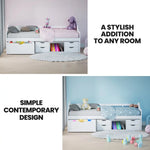 Kingston Slumber Wooden Single Sofa Bed Frame with Storage Drawers - White - Furniture > Bedroom > Beds & Bed Frames