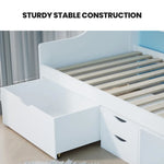 Kingston Slumber Wooden Single Sofa Bed Frame with Storage Drawers - White - Furniture > Bedroom > Beds & Bed Frames