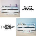 KINGSTON SLUMBER Wooden Single Sofa Bed Frame with Trundle Underbed - White - Furniture > Bedroom > Beds & Bed Frames