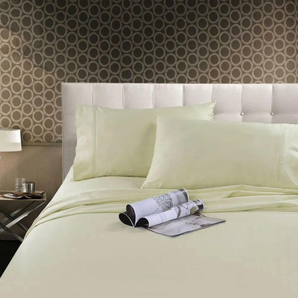 Kingtex 300TC Cotton Sheet Set Cream Single - Home & Garden > Bedding