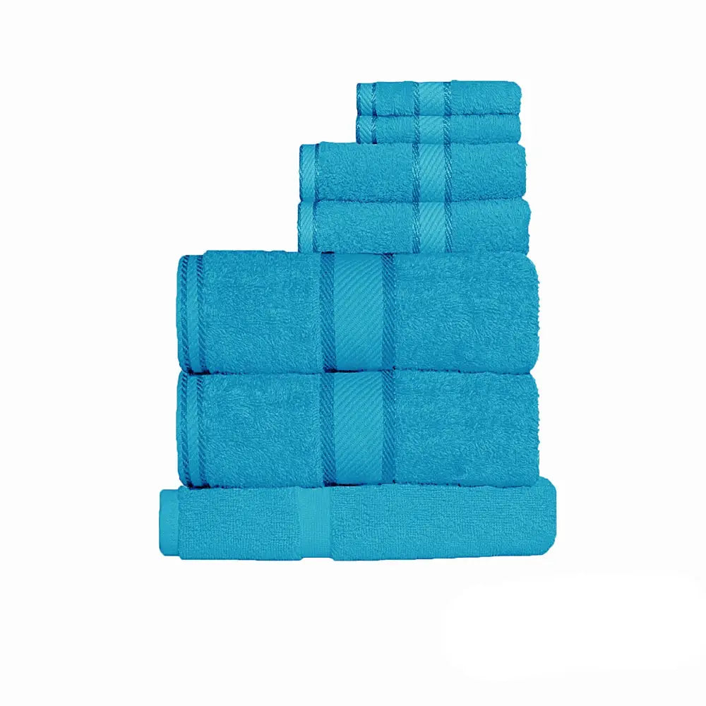 Kingtex 550gsm Cotton 7 Pce Towel Set Aqua - Home & Garden > Bathroom Accessories