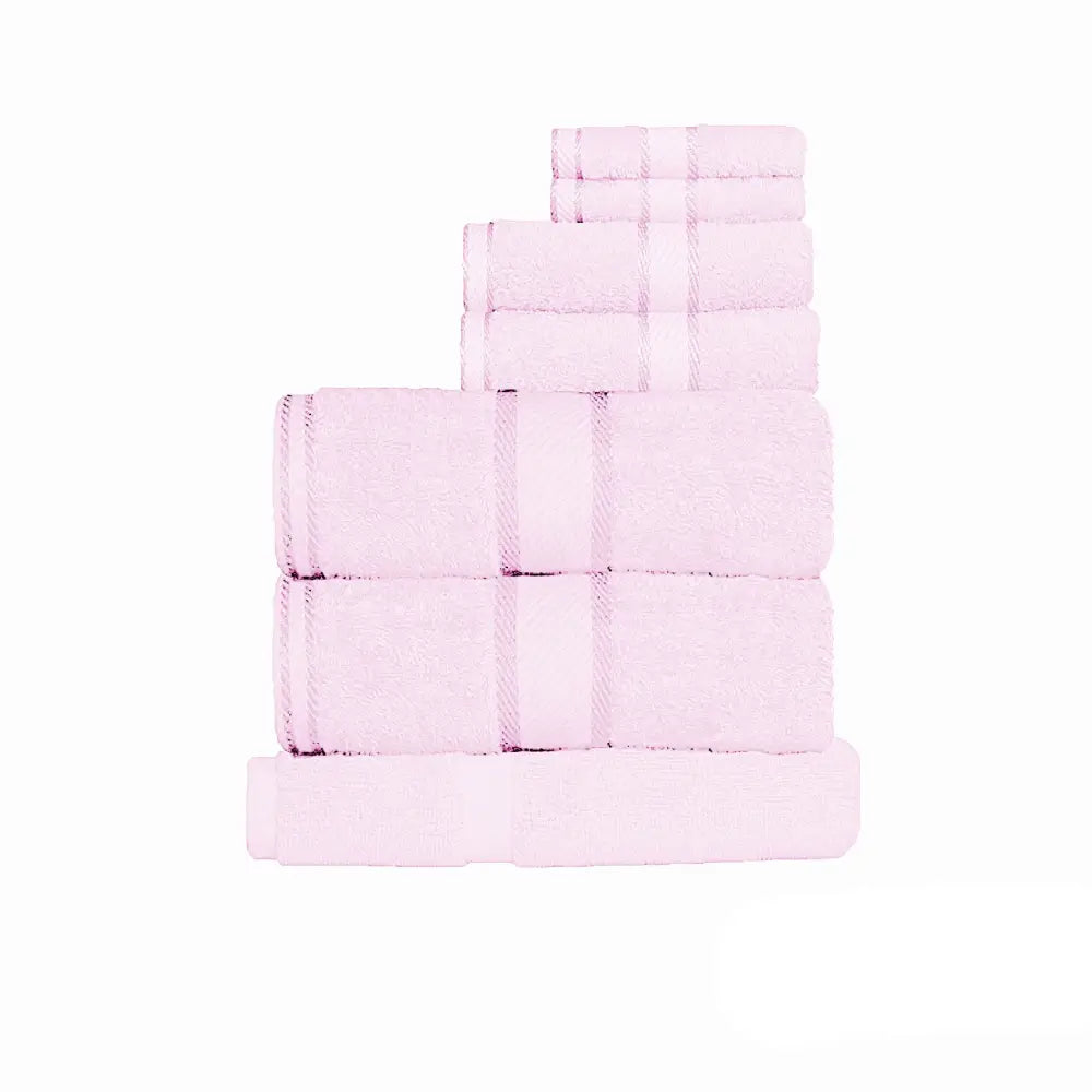Kingtex 550gsm Cotton 7 Pce Towel Set Baby Pink - Home & Garden > Bathroom Accessories