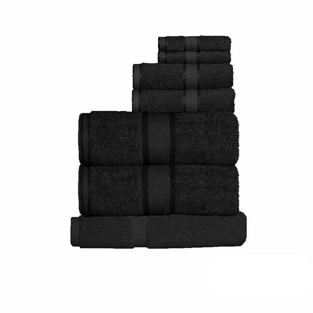 Kingtex 550gsm Cotton 7 Pce Towel Set Black - Home & Garden > Bathroom Accessories > Bath Towels & Robes