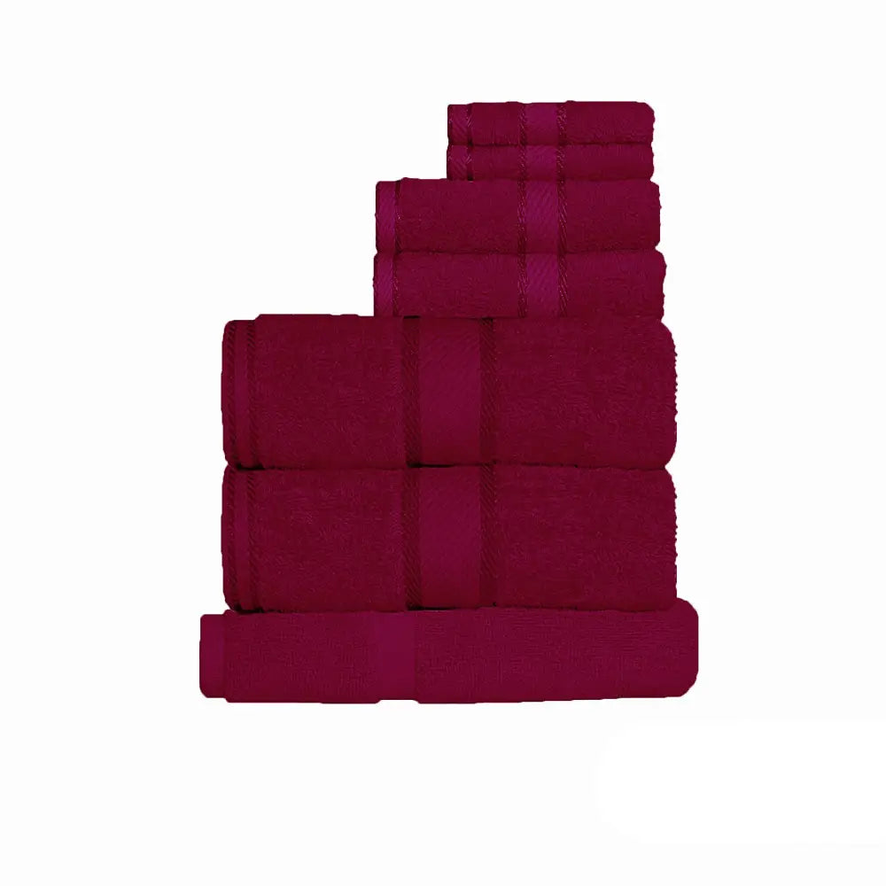 Kingtex 550gsm Cotton 7 Pce Towel Set Burgundy - Home & Garden > Bathroom Accessories > Bath Towels & Robes