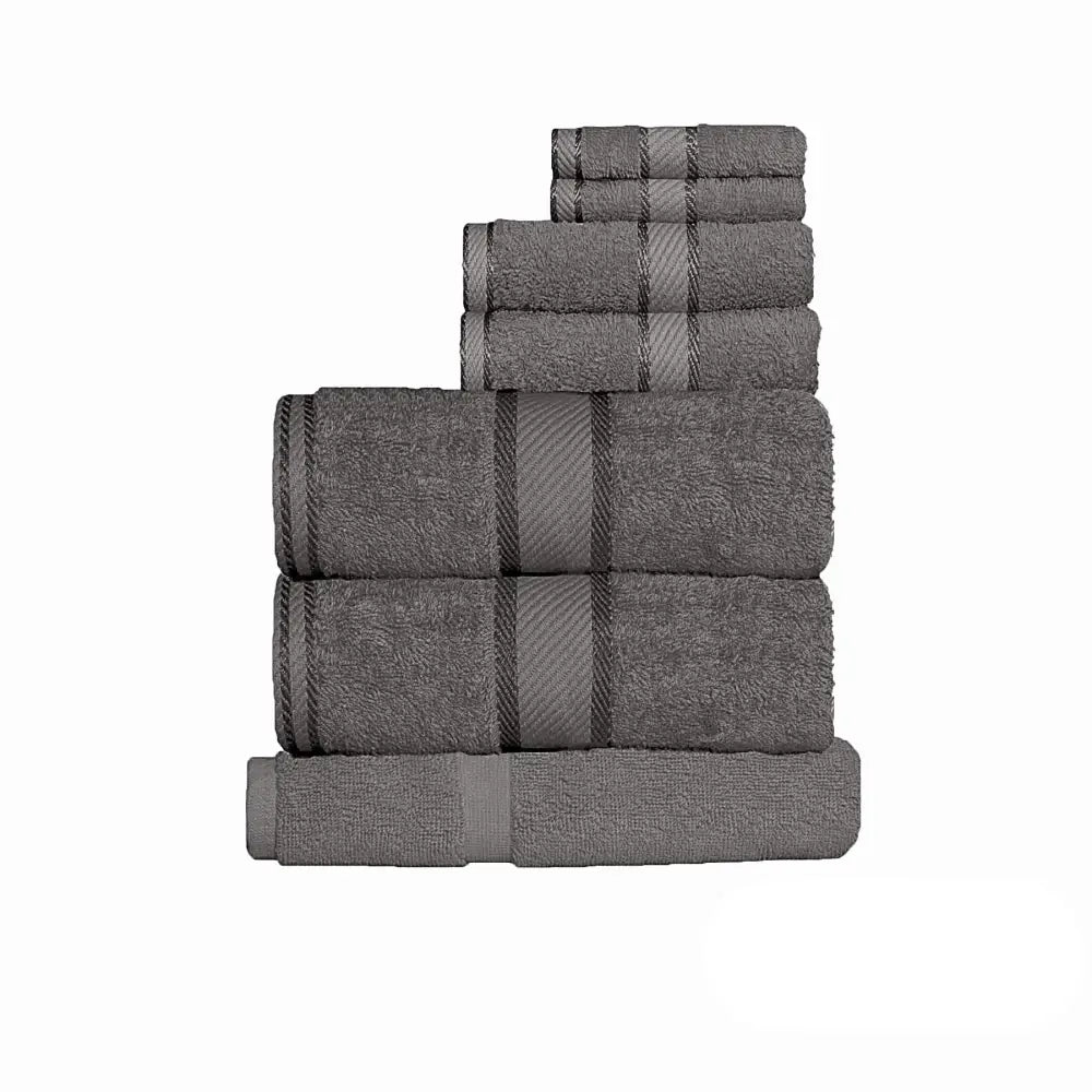 Kingtex 550gsm Cotton 7 Pce Towel Set - Charcoal - Home & Garden > Bathroom Accessories > Bath Towels & Robes