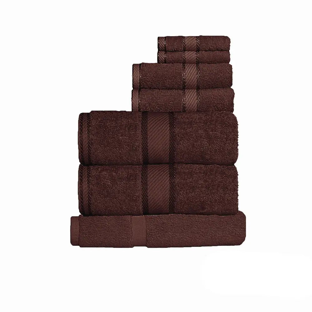 Kingtex 550gsm Cotton 7 Pce Towel Set Chocolate - Home & Garden > Bathroom Accessories