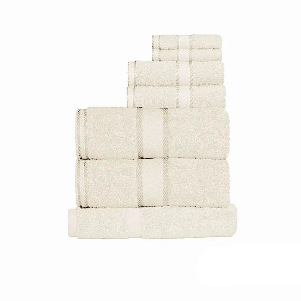 Kingtex 550gsm Cotton 7 Pce Towel Set Cream - Home & Garden > Bathroom Accessories > Bath Towels & Robes