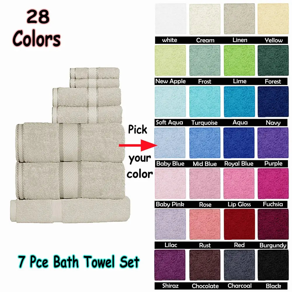 Kingtex 550gsm Cotton 7 Pce Towel Set Lip Gloss - Home & Garden > Bathroom Accessories