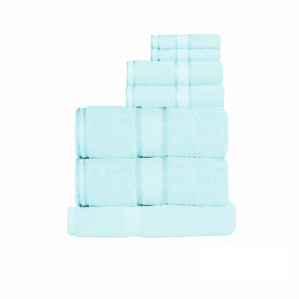 Kingtex 550gsm Cotton 7 Pce Towel Set Soft Aqua - Home & Garden > Bathroom Accessories