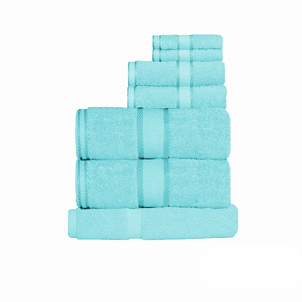 Kingtex 550gsm Cotton 7 Pce Towel Set Turquoise - Home & Garden > Bathroom Accessories