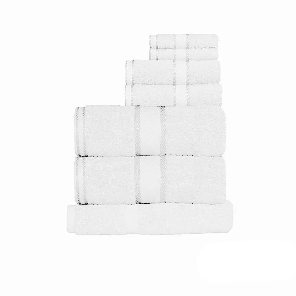 Kingtex 550gsm Cotton 7 Pce Towel Set - White - Home & Garden > Bathroom Accessories > Bath Towels & Robes