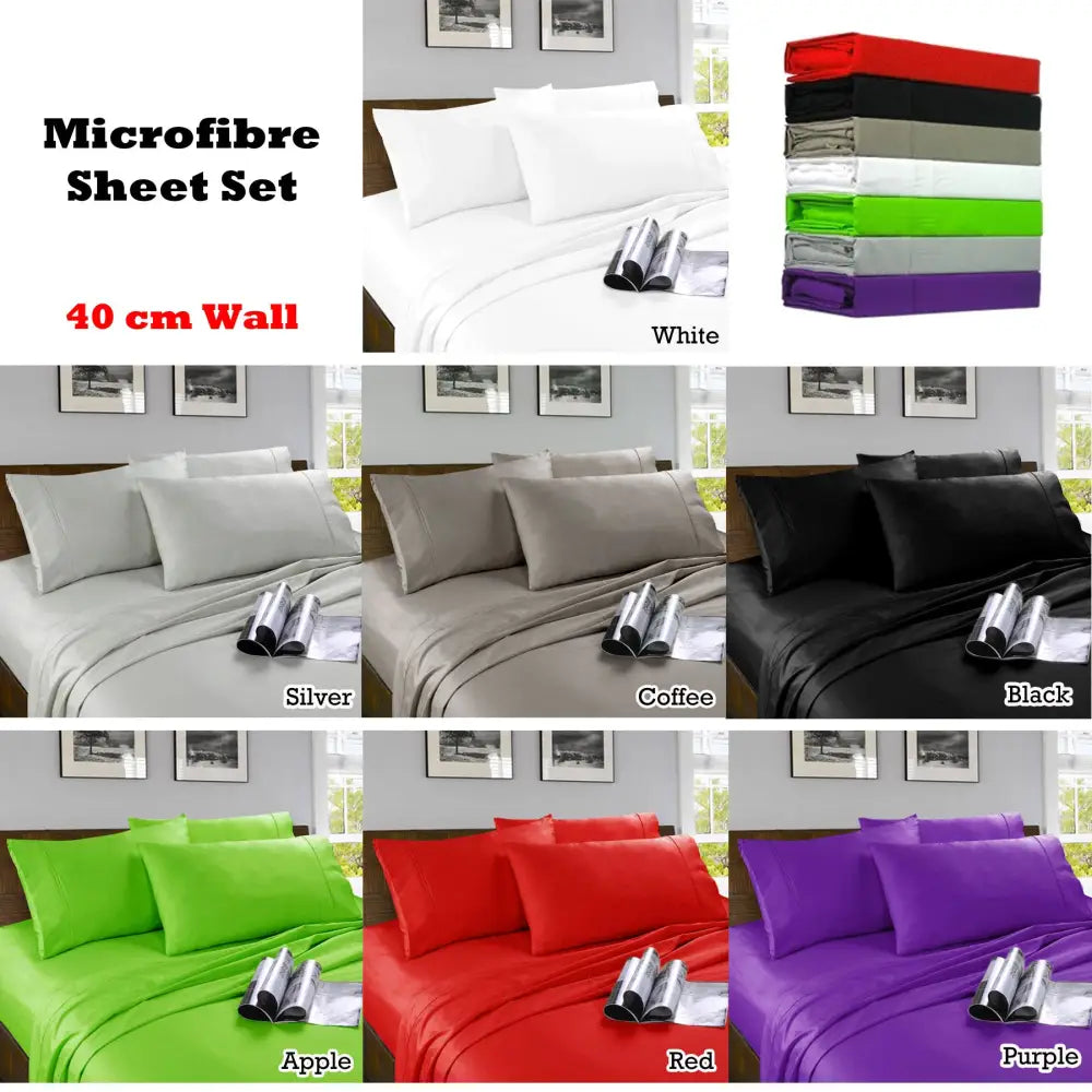 Kingtex Microfibre Sheet Set Red Double - Home & Garden > Bedding
