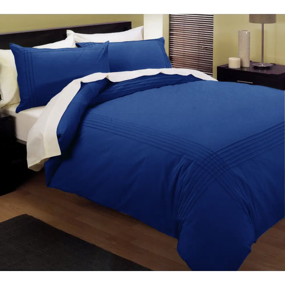 Kingtex Pintuck Quilt Cover Set Blue Queen - Home & Garden > Bedding