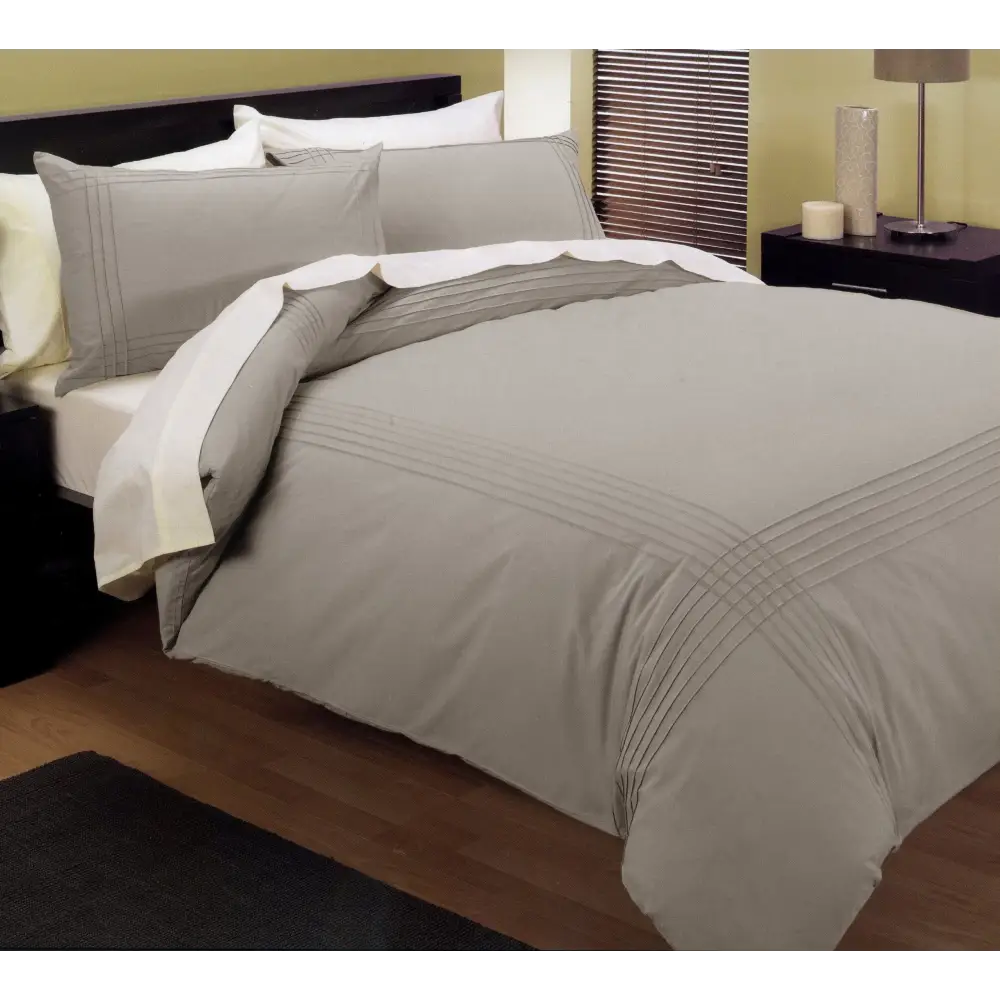 Kingtex Pintuck Quilt Cover Set Linen Double - Home & Garden > Bedding