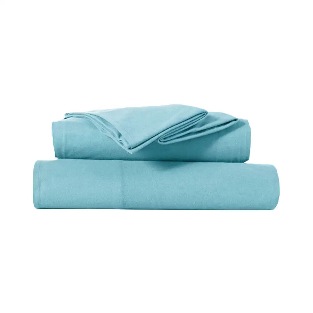 Kingtex Ultra-Soft Micro Flannel Sheet Set 40 cm Wall Aqua Queen - Home & Garden > Bedding > Bed Sheets