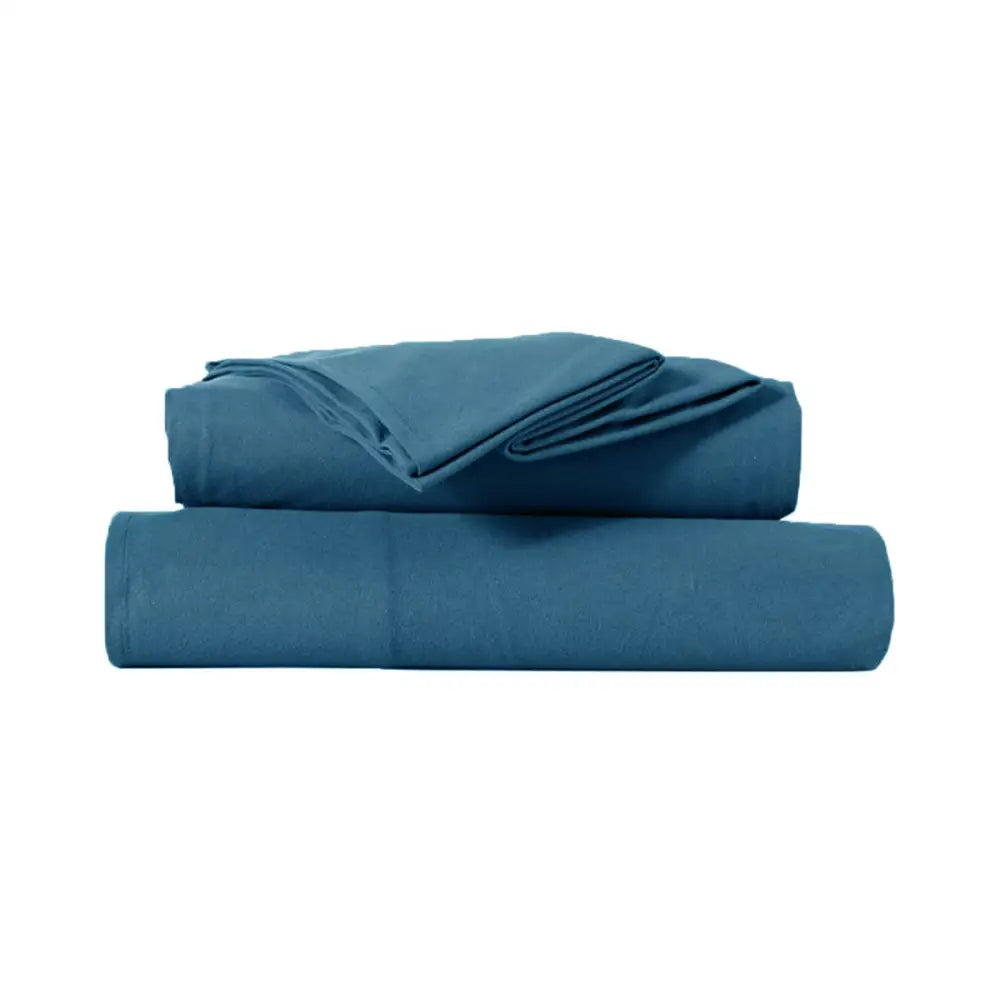 Kingtex Ultra-Soft Micro Flannel Sheet Set 40 cm Wall Steel Blue Queen - Home & Garden > Bedding > Bed Sheets