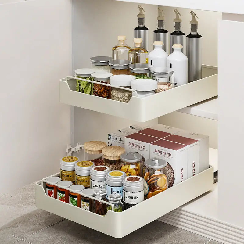 Kitchen Cabinet Pull-Out Drawer Organizer -Noise-Free Soft-Close Rails 43x35cm Capacity,Drawer storage box (35 width 43