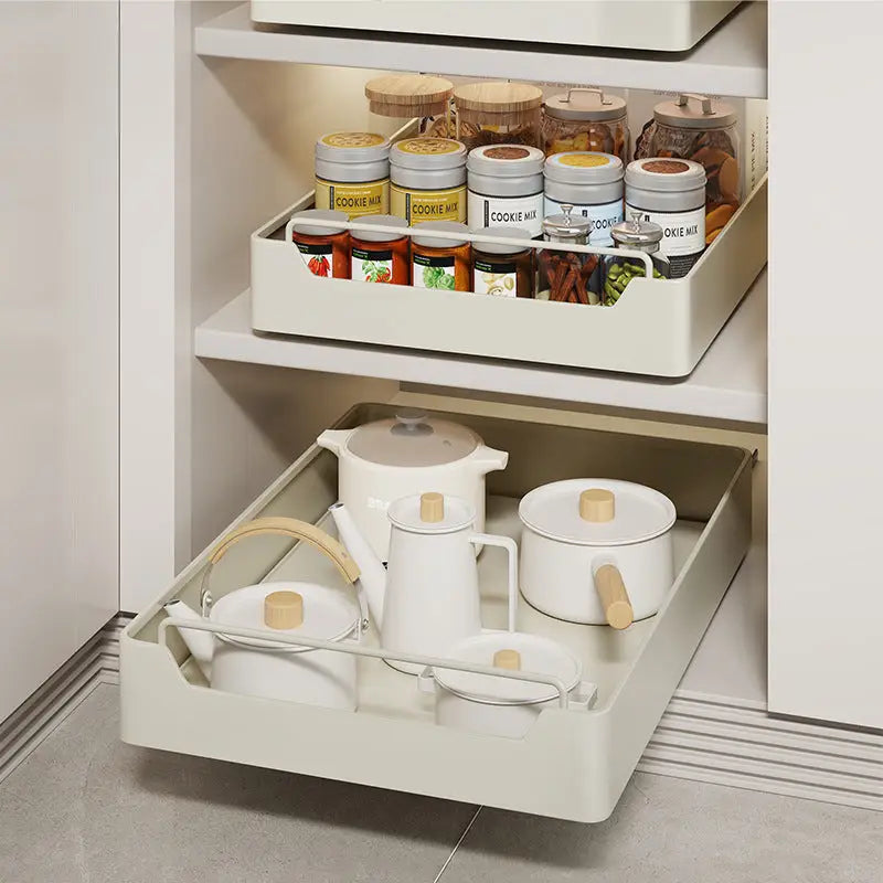 Kitchen Cabinet Pull-Out Drawer Organizer -Noise-Free Soft-Close Rails 43x35cm Capacity,Drawer storage box (35 width 43