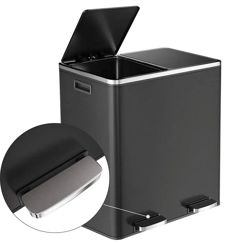 Kitchen Dual Recycling Bin 30L Black - Home & Garden > Home & Garden Others