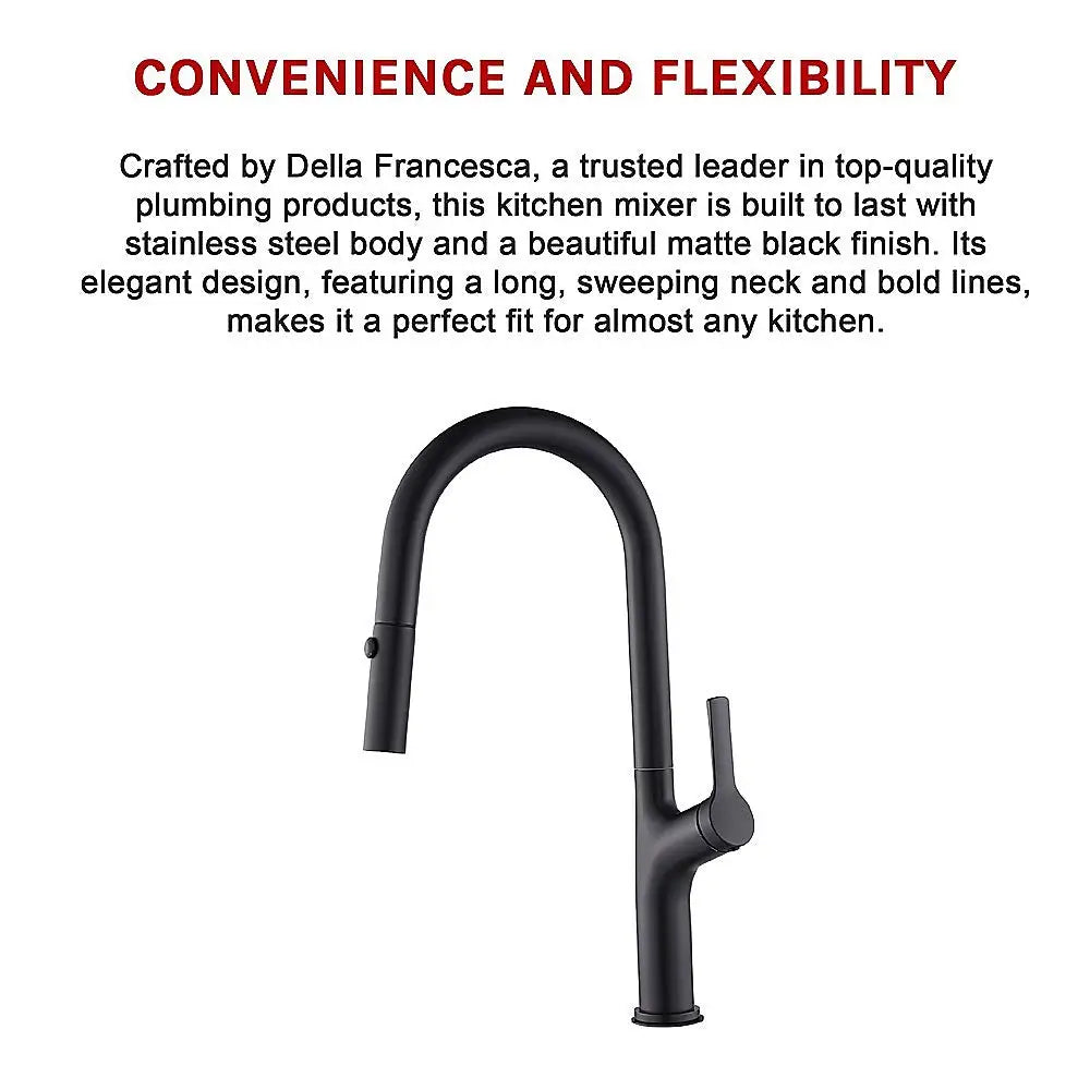 Kitchen Laundry Bathroom Basin Sink Pull Out Mixer Tap Faucet in Black - Furniture > Bathroom > Tap & Sink Accessories