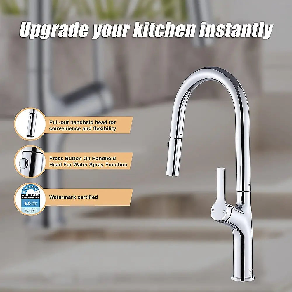 Kitchen Laundry Bathroom Basin Sink Pull Out Mixer Tap Faucet in Chrome - Furniture > Bathroom > Tap & Sink Accessories
