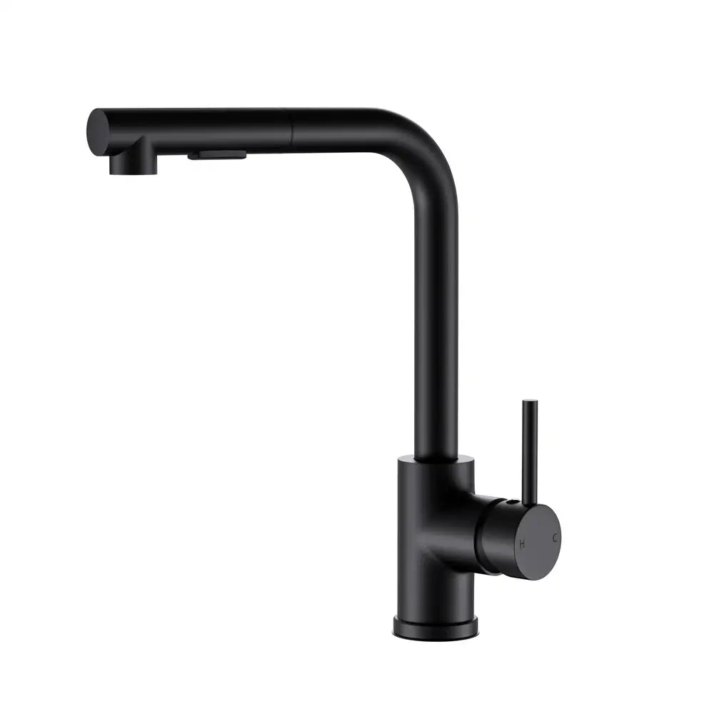 Kitchen Mixer Tap Pull Out Rectangle 2 Mode Sink Basin Faucet Swivel WELS Black - Furniture > Bathroom > Tap & Sink