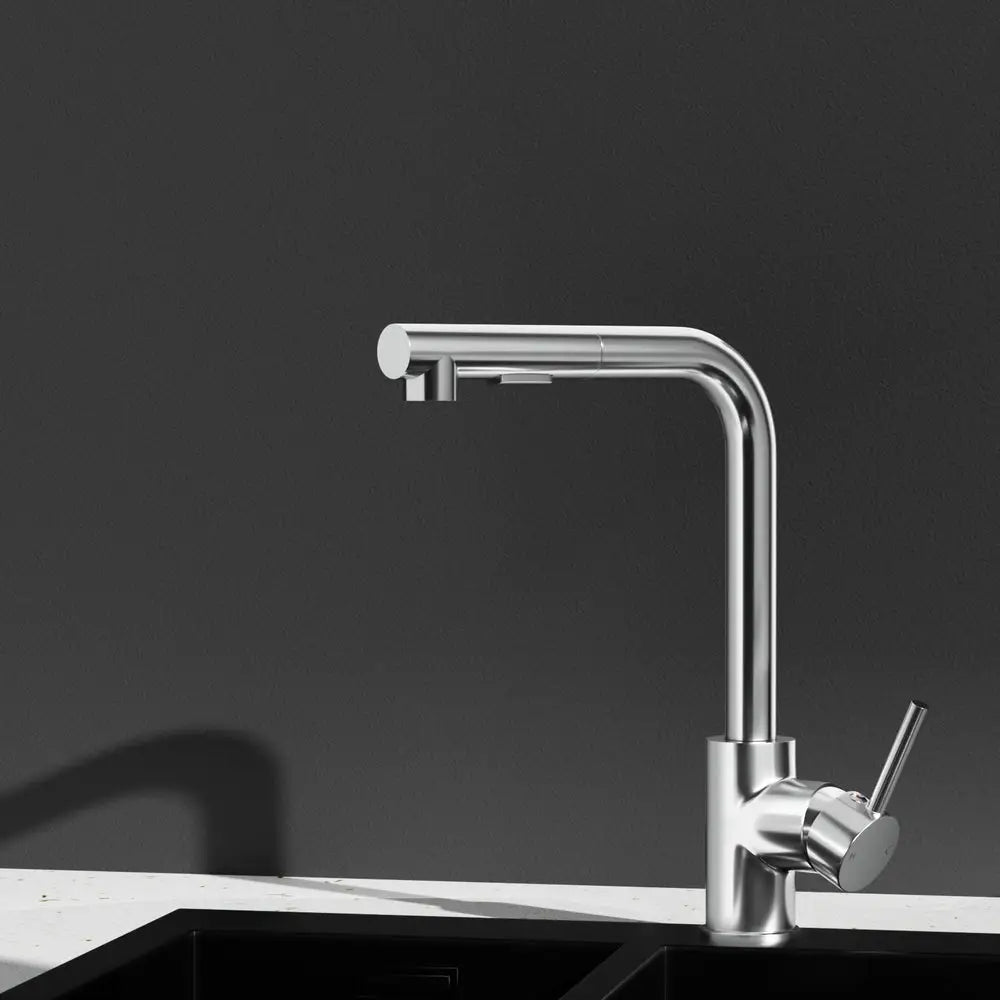 Kitchen Mixer Tap Pull Out Rectangle 2 Mode Sink Basin Faucet Swivel WELS Chrome - Furniture > Bathroom > Tap & Sink