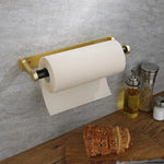 Kitchen Paper Holder Under Screw Wall Mount Adhesive Paper Towel Holder Rectangle Gold - Home & Garden > Bathroom