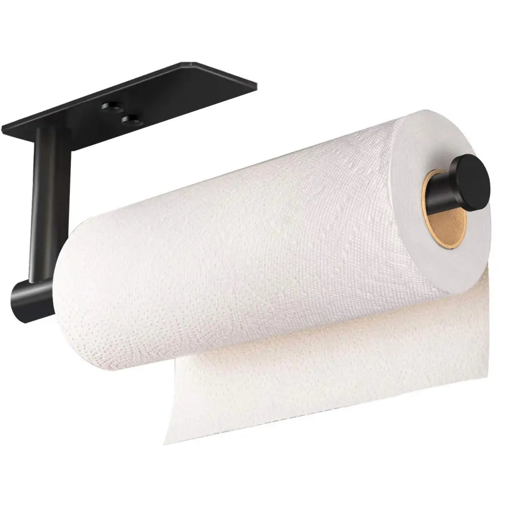 Kitchen Paper Holder Wall Mount Adhesive Paper Towel Holder Rectangle Black - Home & Garden > Bathroom Accessories >