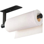 Kitchen Paper Holder Wall Mount Adhesive Paper Towel Holder Rectangle Black - Home & Garden > Bathroom Accessories >
