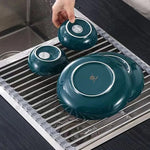 Kitchen Roll-Up Dish Drying Rack Foldable Drainer Over Sink 304-Stainless Steel(Small:47*24cm) - Home & Garden >