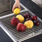 Kitchen Roll-Up Dish Drying Rack Foldable Drainer Over Sink 304-Stainless Steel(Large:47*37cm) - Home & Garden >