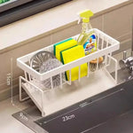 Kitchen Sink Caddy Organizer with Towel Bar & Drain Tray - Durable Metal Sponge Holder(White) - Home & Garden >