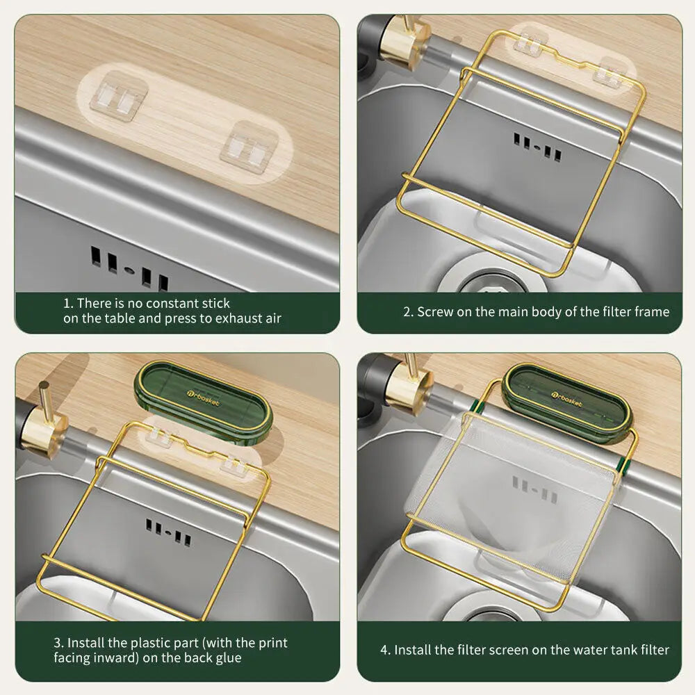 Kitchen Sink Strainer Drain with 200pcs Sink Filter Mesh Bags Filter Food Waste(Green + 200pcs net bags) - Home &