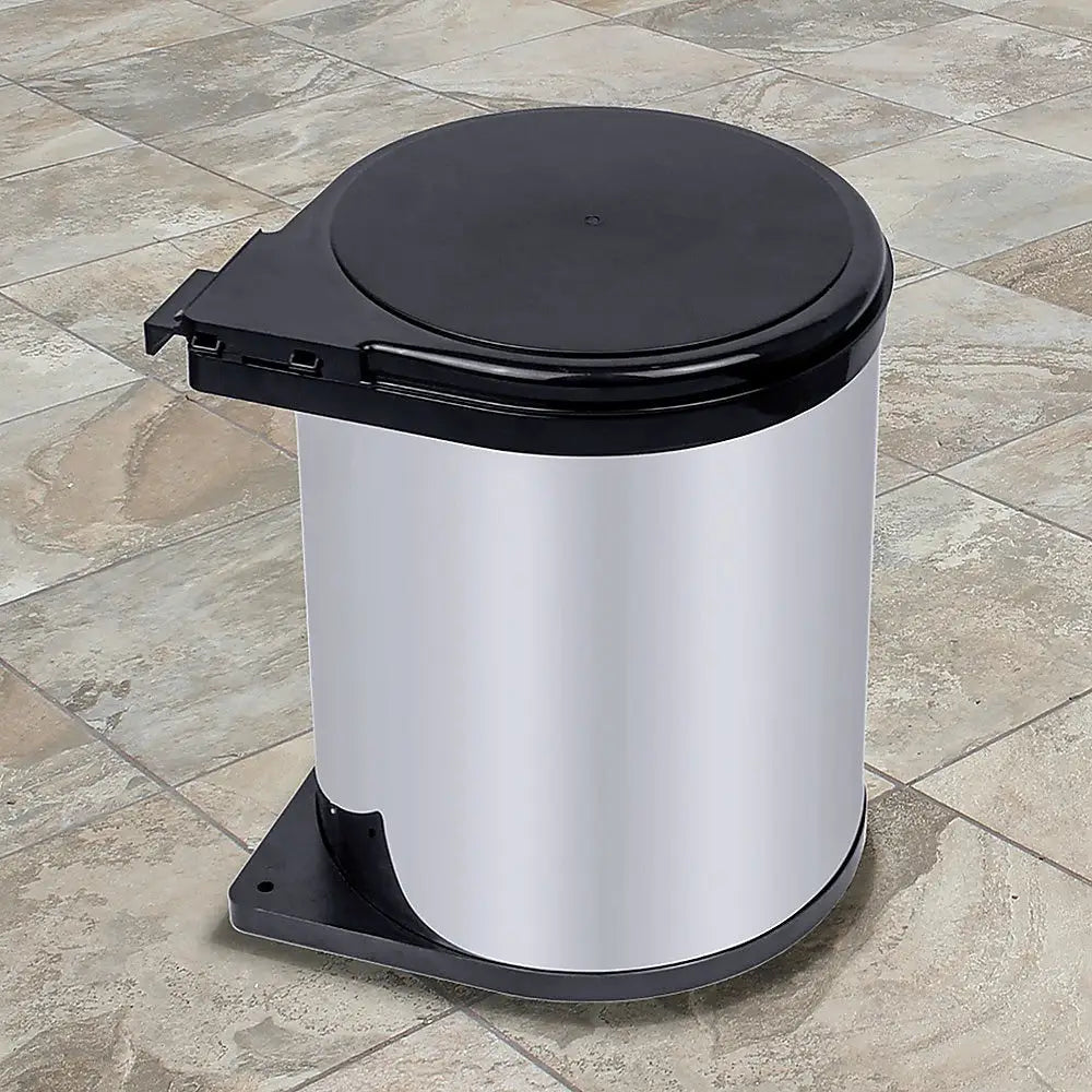 Kitchen Swing Pull Out Bin Stainless Steel Garbage Rubbish Waste Trash Can 14L - Home & Garden > Kitchenware