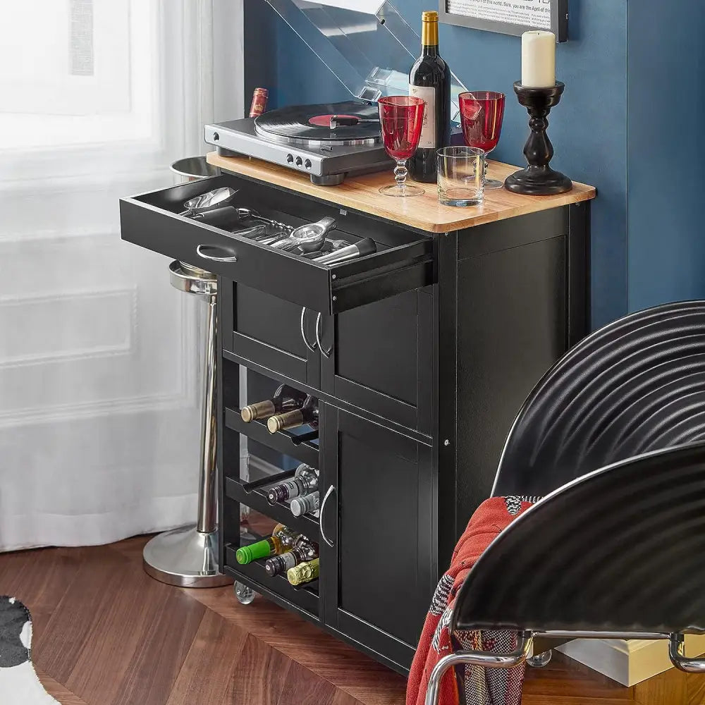 Kitchen Trolley Bottle Rack Drawer Cabinet - Home & Garden > Kitchenware