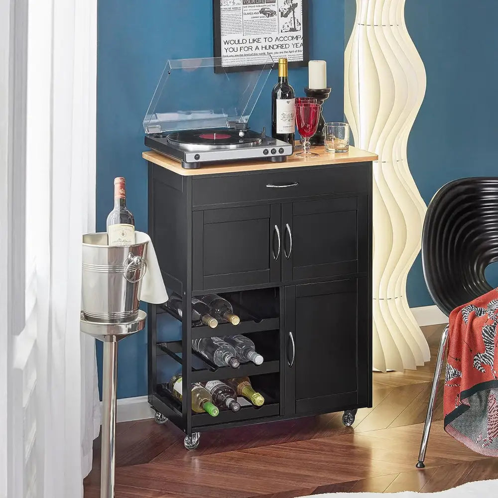 Kitchen Trolley Bottle Rack Drawer Cabinet - Home & Garden > Kitchenware