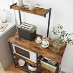 Kithcen Baker’s Rack with Shelves Stand with Wire Basket and 6 S-Hooks Rustic Brown - Furniture > Living Room