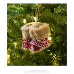 Knitted Christmas Boot Ornaments with Faux Fur Trim - Set of 3 Hanging Decorations - Occasions > Christmas > Christmas
