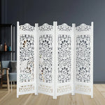 Koch 4 Panel Room Divider Screen Privacy Shoji Timber Wood Stand - White - Furniture > Bedroom > Room Dividers