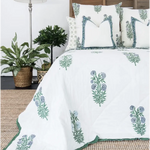 Kolka Iris Quilted Euro Sham Set Super Quality Cotton Quilted Front - Green - Home & Garden > Decor